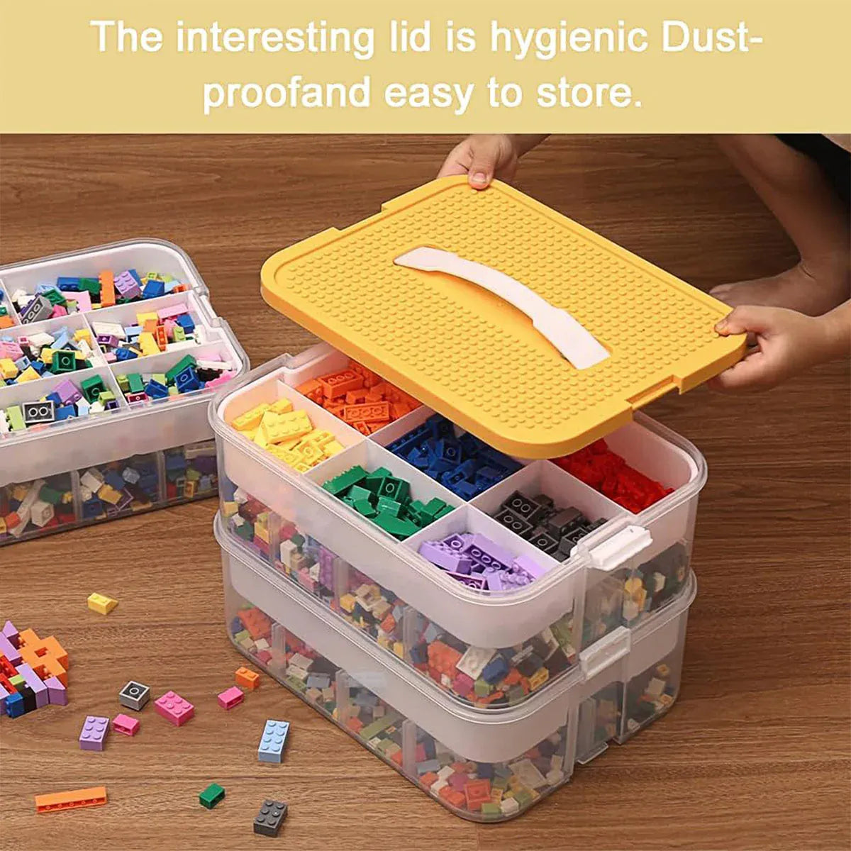 3Layer Storage Box Large Capacity Toy Organizer Building Block Storage Container - Yellow — product image 9