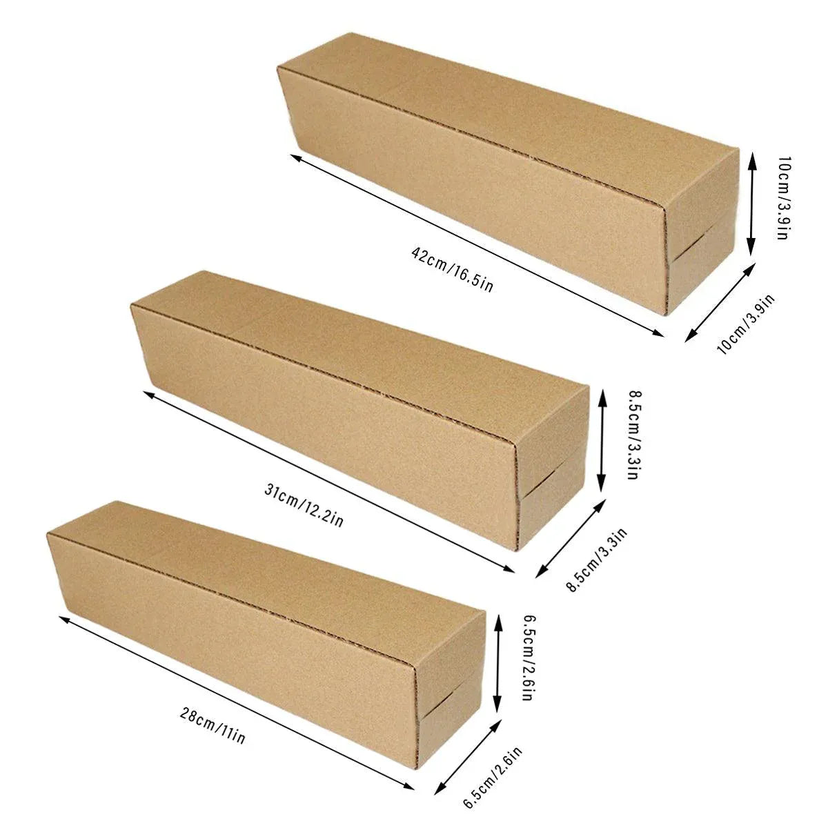 50pcs Long Strip Carton Flat Square Durable Shipping Boxes for Packaging Storage - 6.5cm x 6.5cm x 28cm — product photo 4