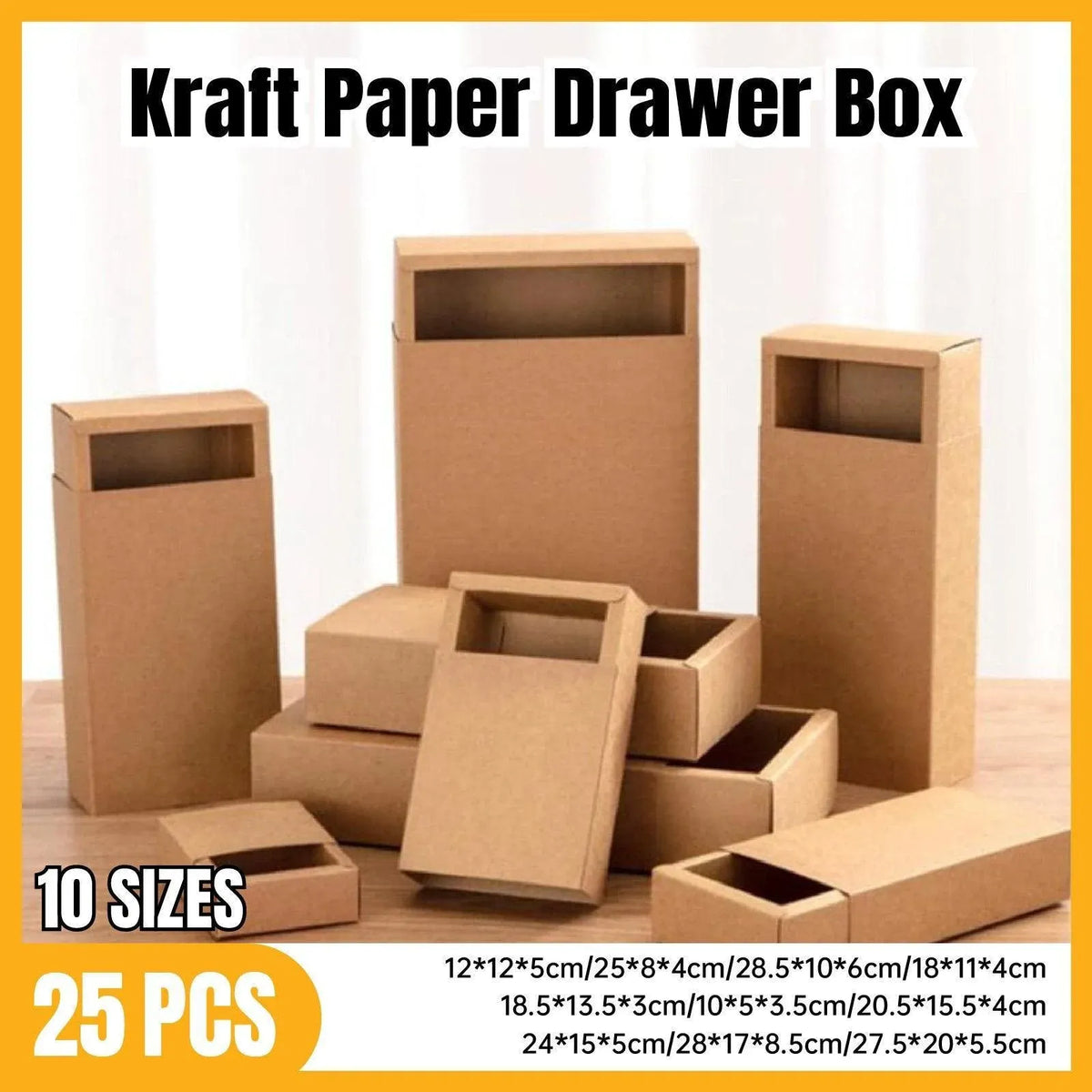 Kraft Paper Drawer Box Packaging Gift Storage Organiser Small Kraft Boxes - 27.5x20x5.5cm — product photo 2
