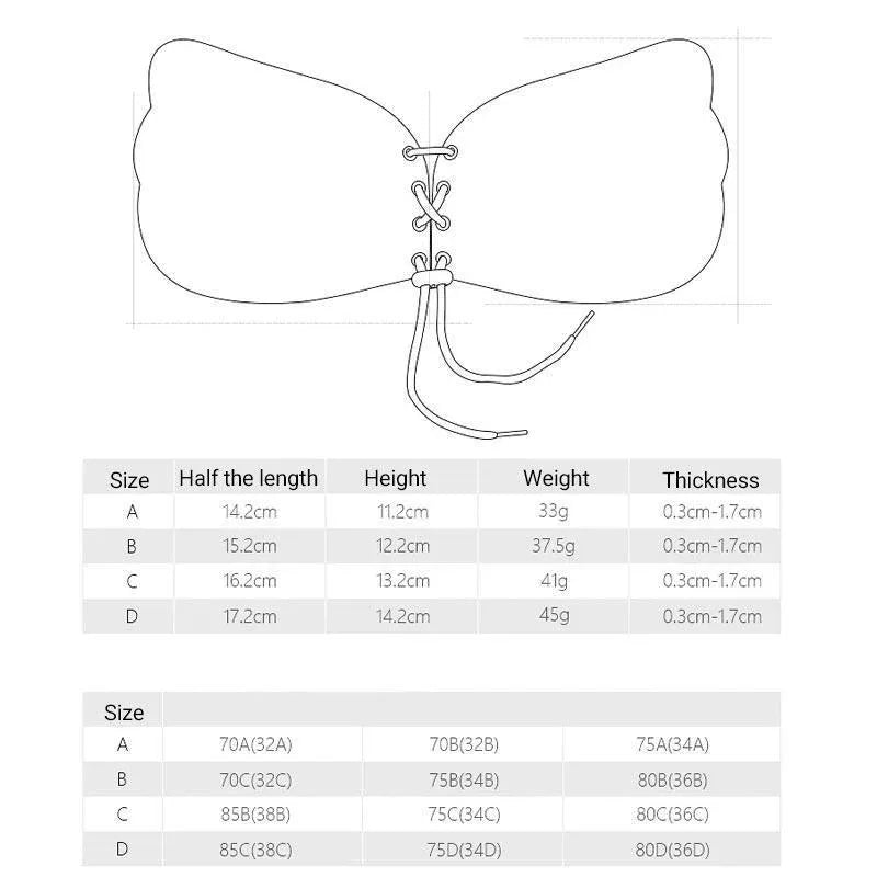 Strapless Backless Invisible Bra Push Up Stick On Silicone Lingerie Adjustable
