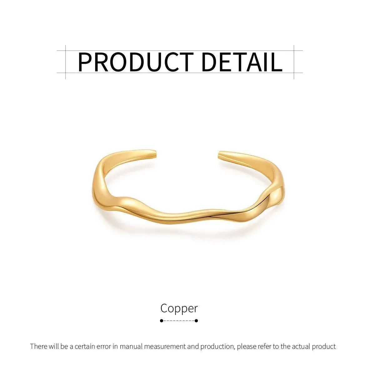1-Piece Gold-Tone Wavy Open Cuff Bracelet — product photo 3 of 13