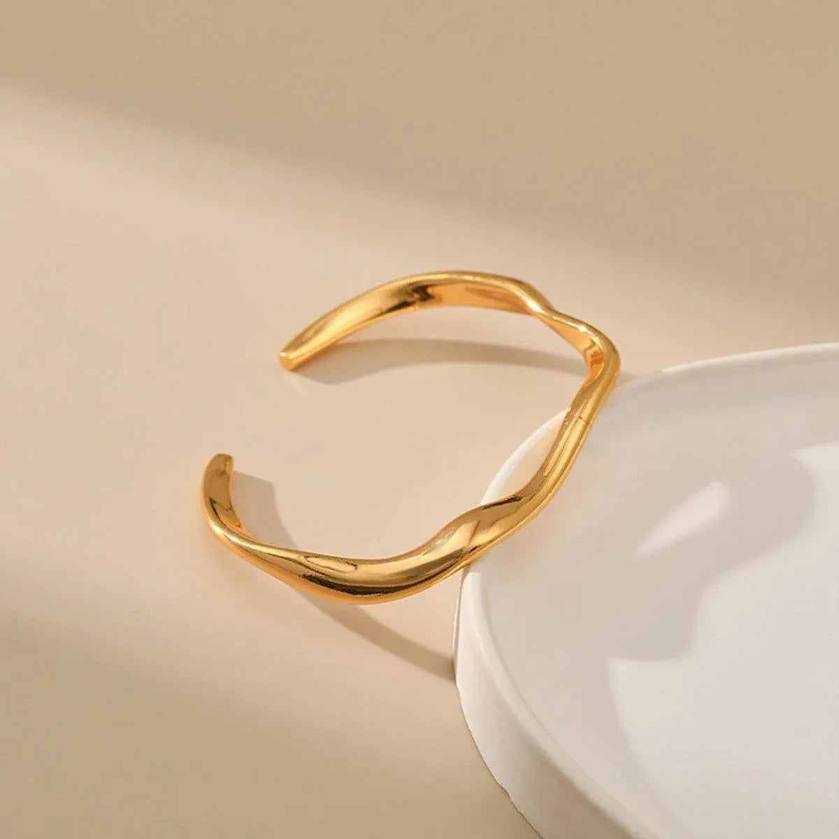 1-Piece Gold-Tone Wavy Open Cuff Bracelet — product photo 7 of 13