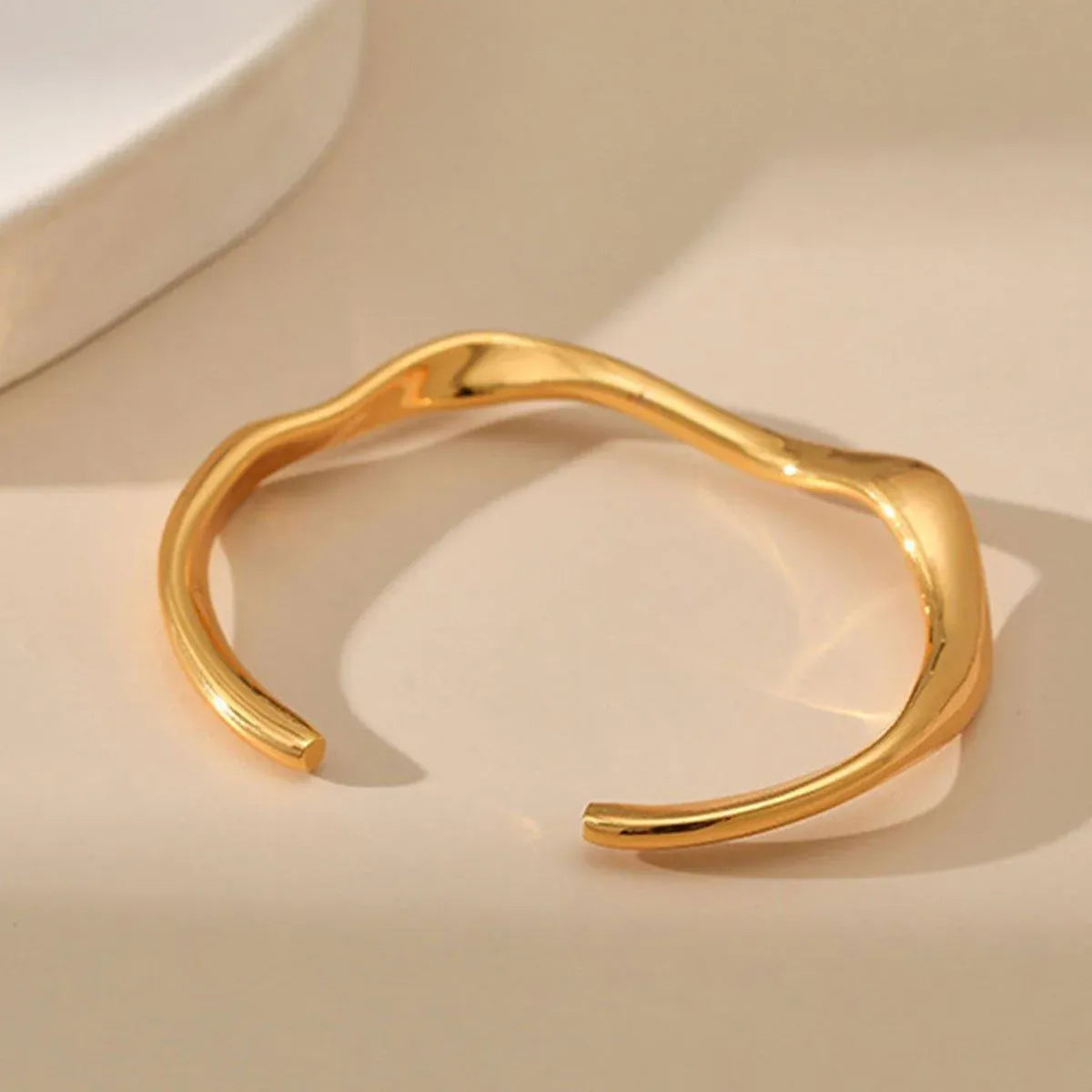 1-Piece Gold-Tone Wavy Open Cuff Bracelet — product photo 9 of 13