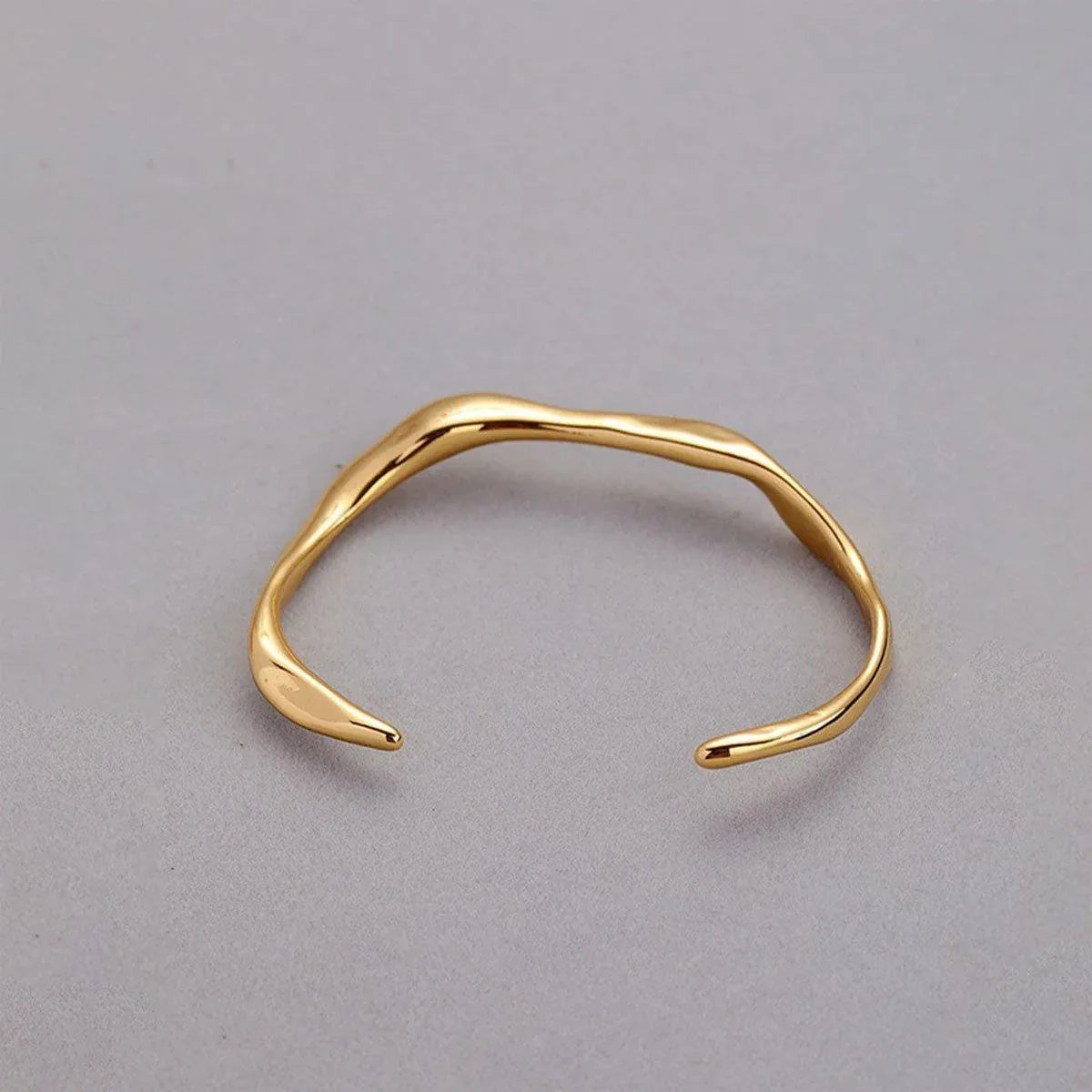 1-Piece Gold-Tone Wavy Open Cuff Bracelet — product photo 11 of 13