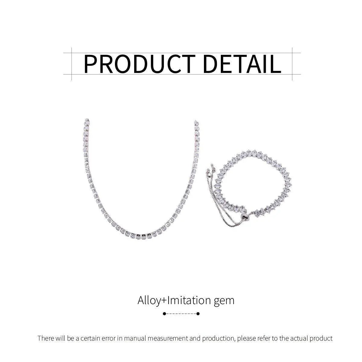 Luxury Zircon Bracelet Necklace Set for Women Elegant Fashion Jewelry Gifts - Bracelet