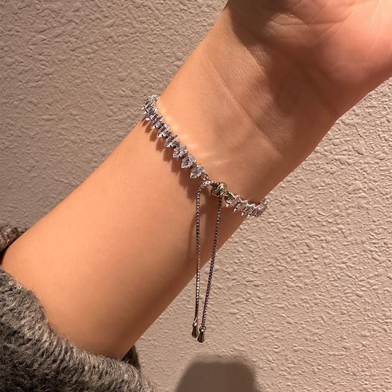Luxury Zircon Bracelet Necklace Set for Women Elegant Fashion Jewelry Gifts - Bracelet