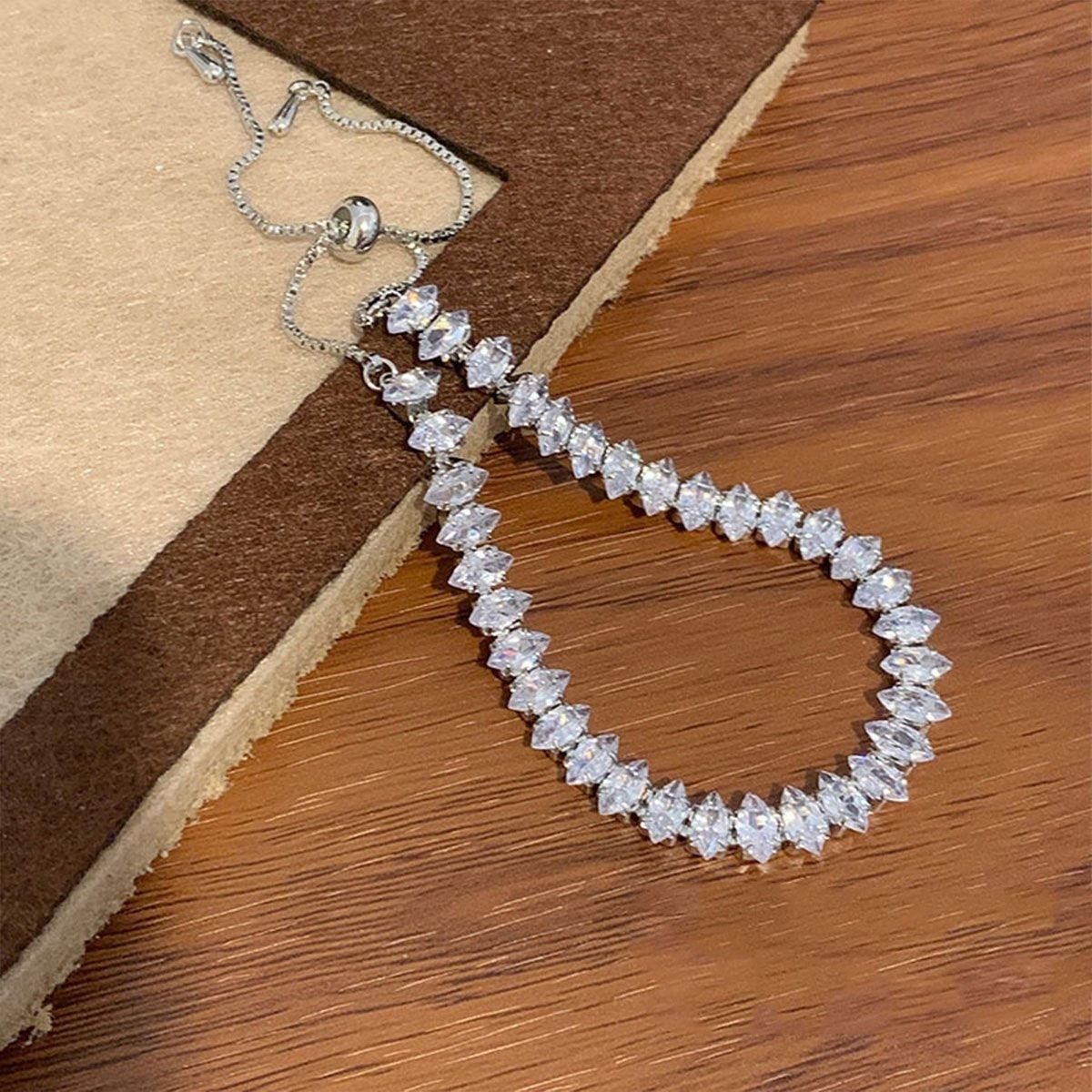 Luxury Zircon Bracelet Necklace Set for Women Elegant Fashion Jewelry Gifts - Bracelet