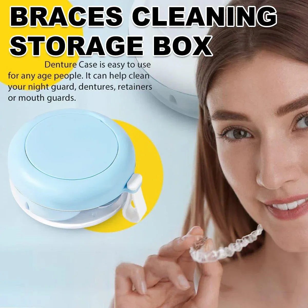 Blue Braces Cleaning Organiser Soak Box Portable Toothbrush Holder for Oral Care