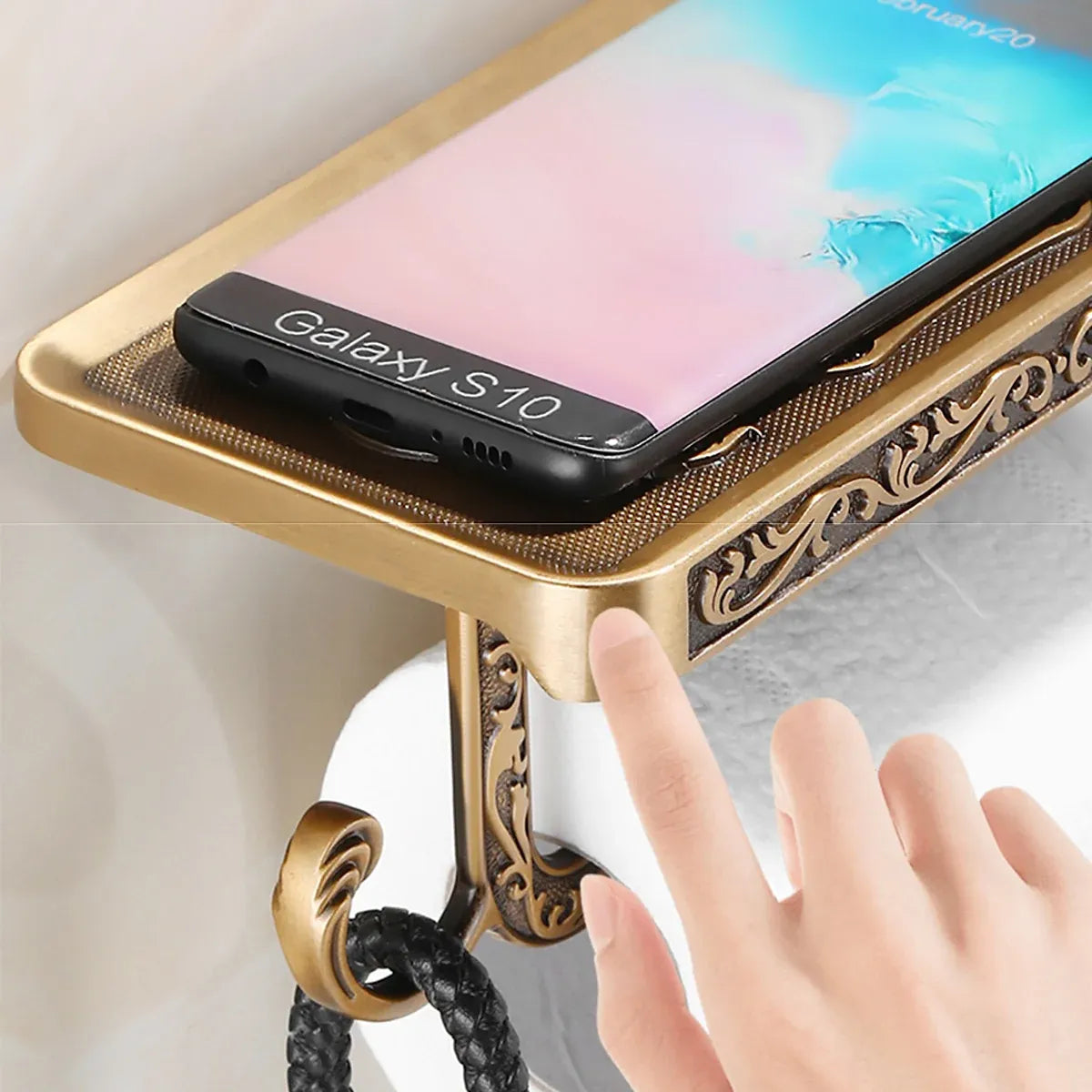 Aluminum Wall Mounted Bathroom Toilet Paper Holder Rack Phone Towel Tissue Roll