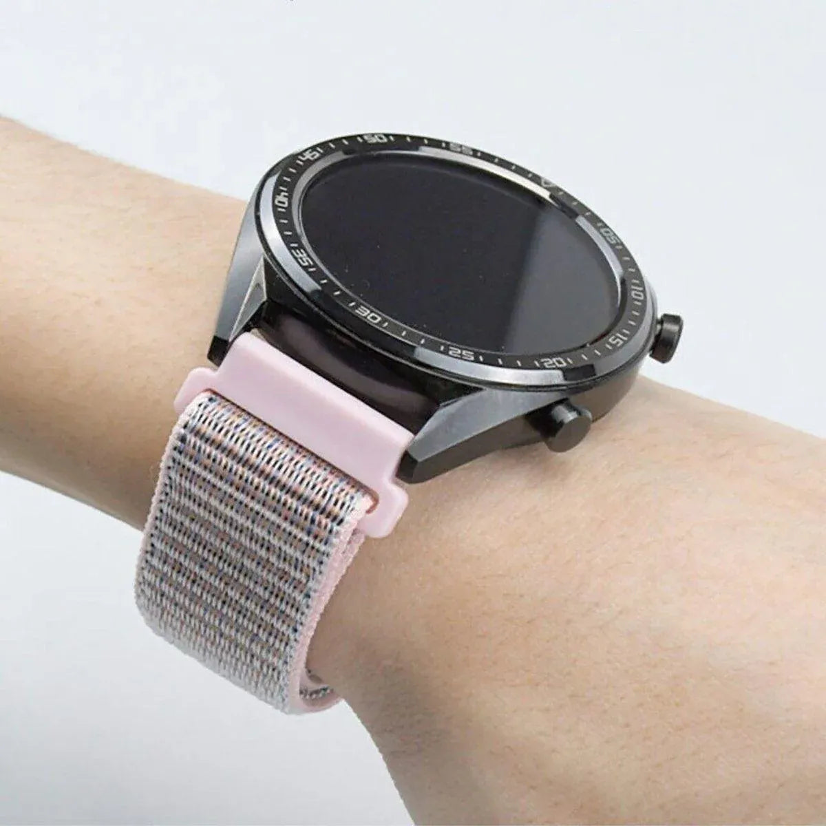 20mm Nylon Braided Sport Loop Velcro Watch Band Strap Compatible Replacement - Pink