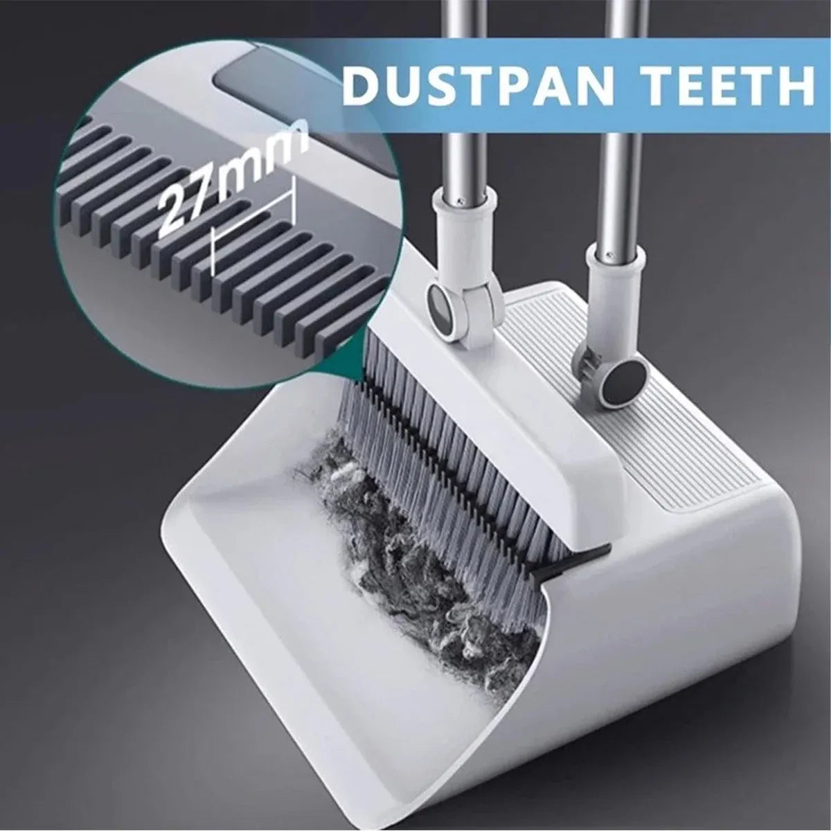 3 in1 Broom Set for Winnowing Brushing Handheld Cleaning Tool Home Kitchen Floor - Grey — product photo 7