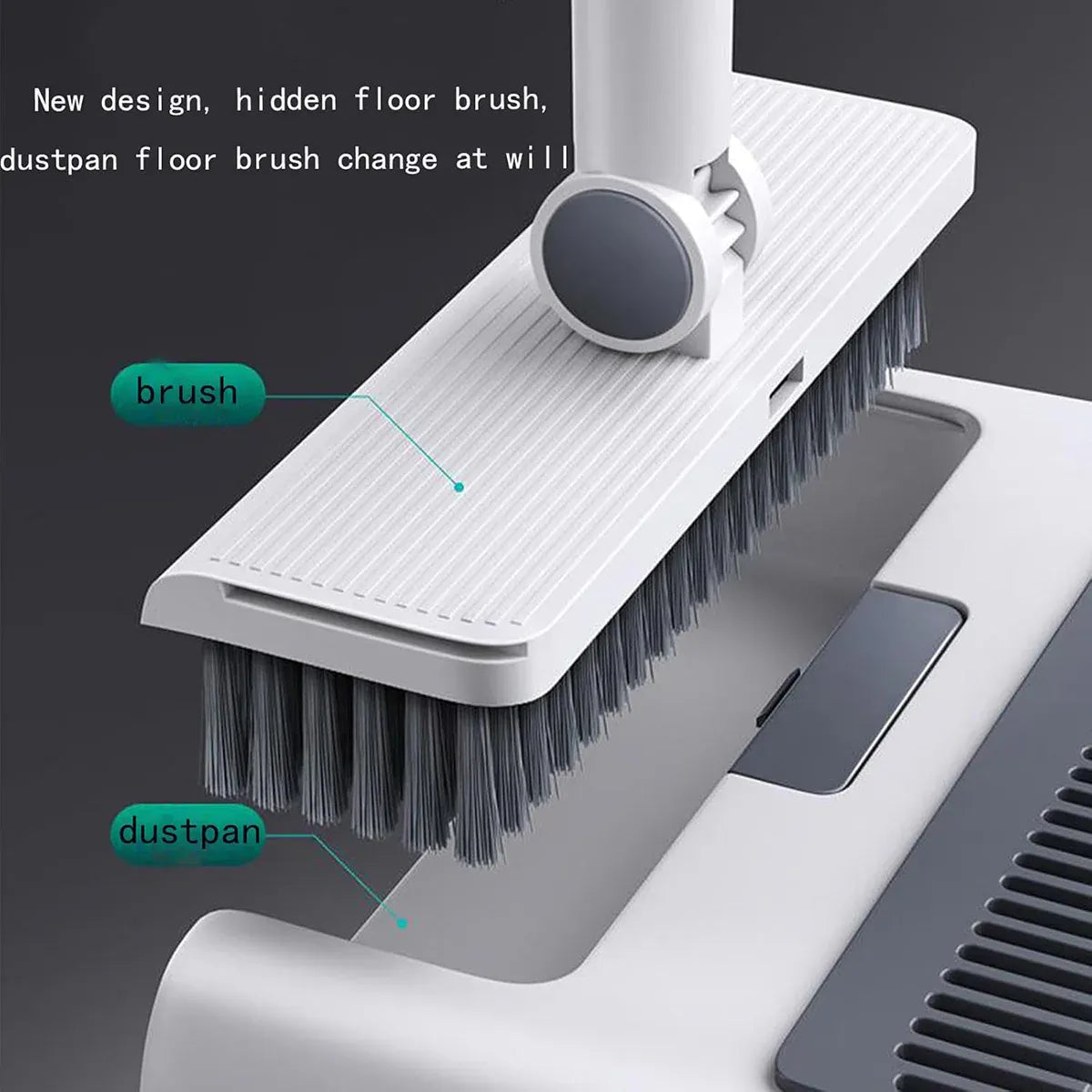3 in1 Broom Set for Winnowing Brushing Handheld Cleaning Tool Home Kitchen Floor - Grey — product photo 9