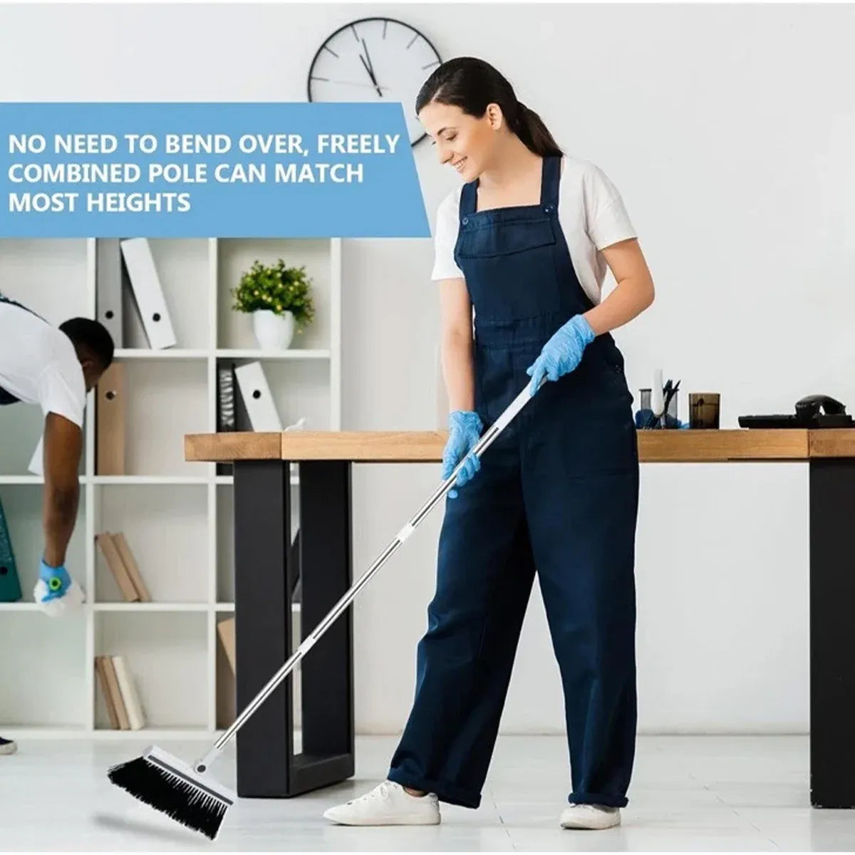 3 in1 Broom Set for Winnowing Brushing Handheld Cleaning Tool Home Kitchen Floor - White — product photo 11