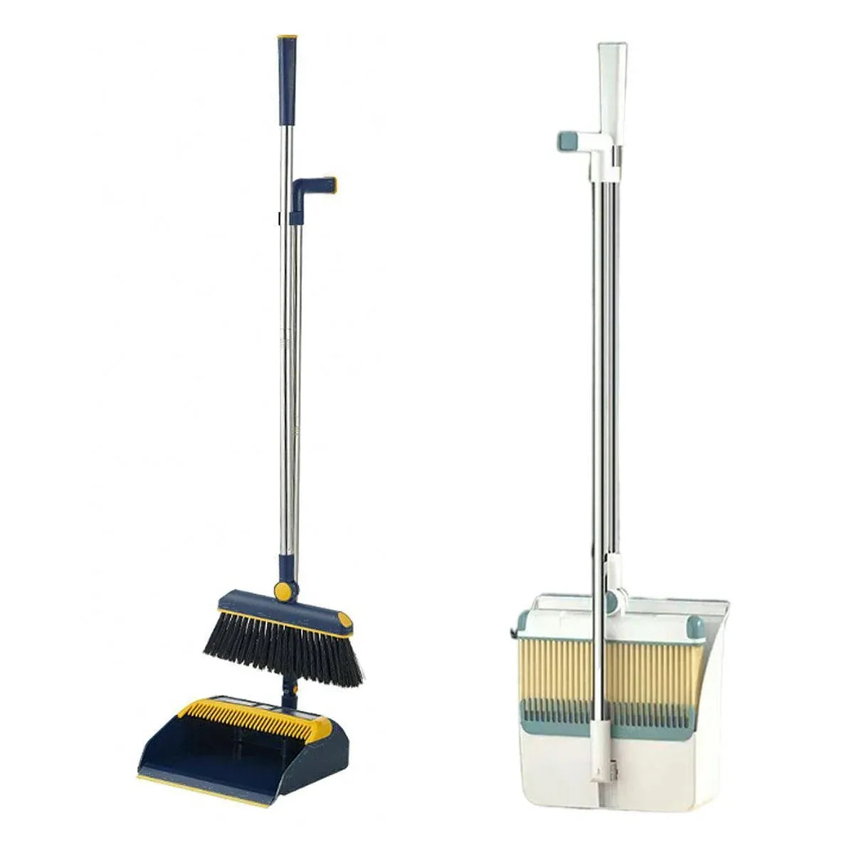 Folding Broom Dustpan Set Rotating Household Sweeping Hair Removal Cleaning Tool - White — product photo 3