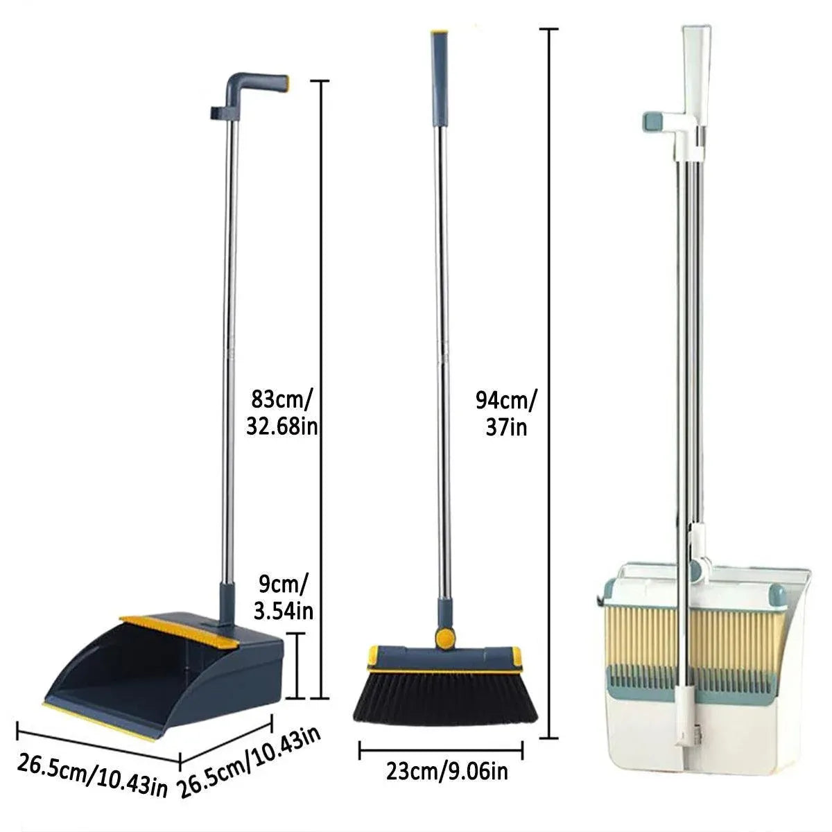 Folding Broom Dustpan Set Rotating Household Sweeping Hair Removal Cleaning Tool - White — product photo 4