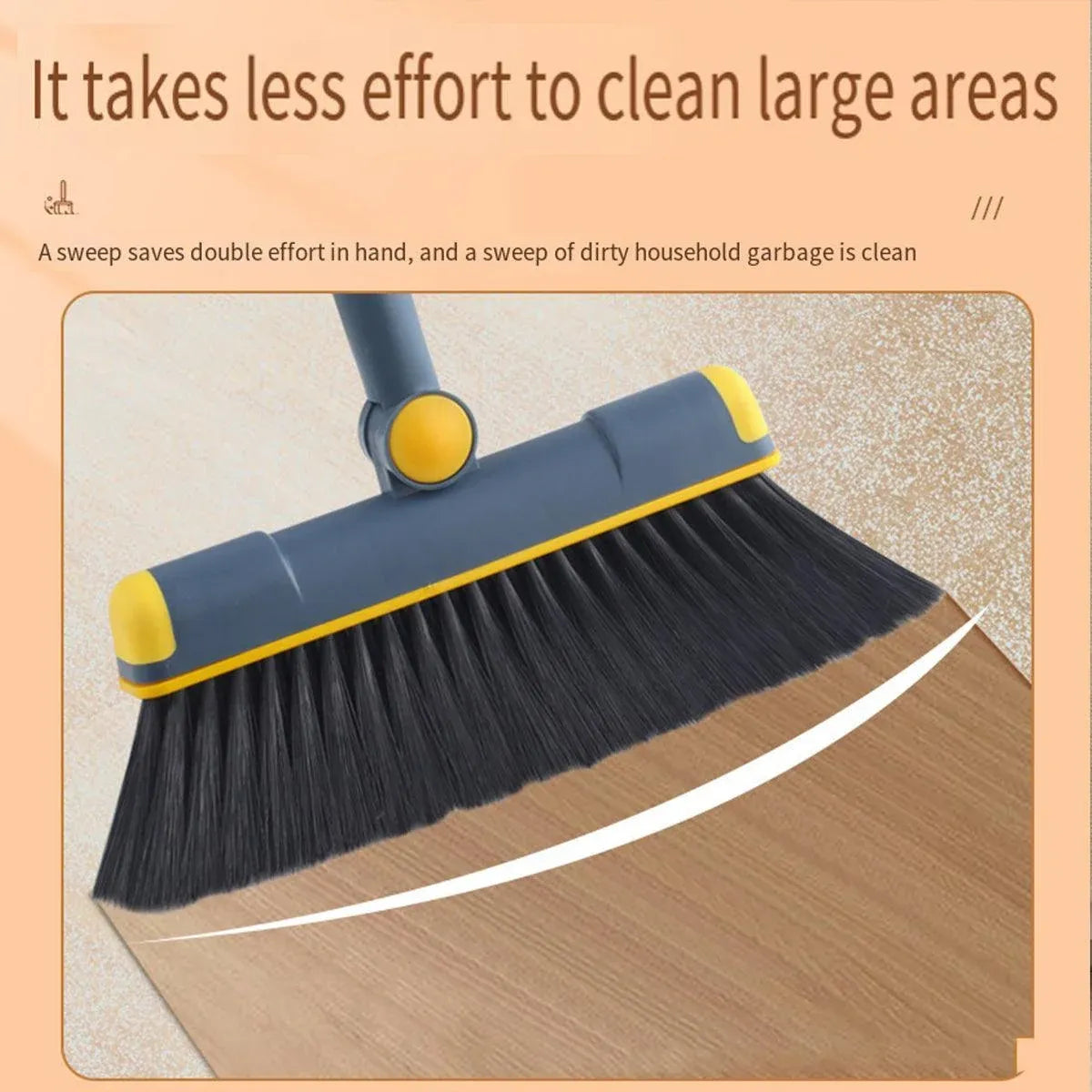 Folding Broom Dustpan Set Rotating Household Sweeping Hair Removal Cleaning Tool - White — product photo 7