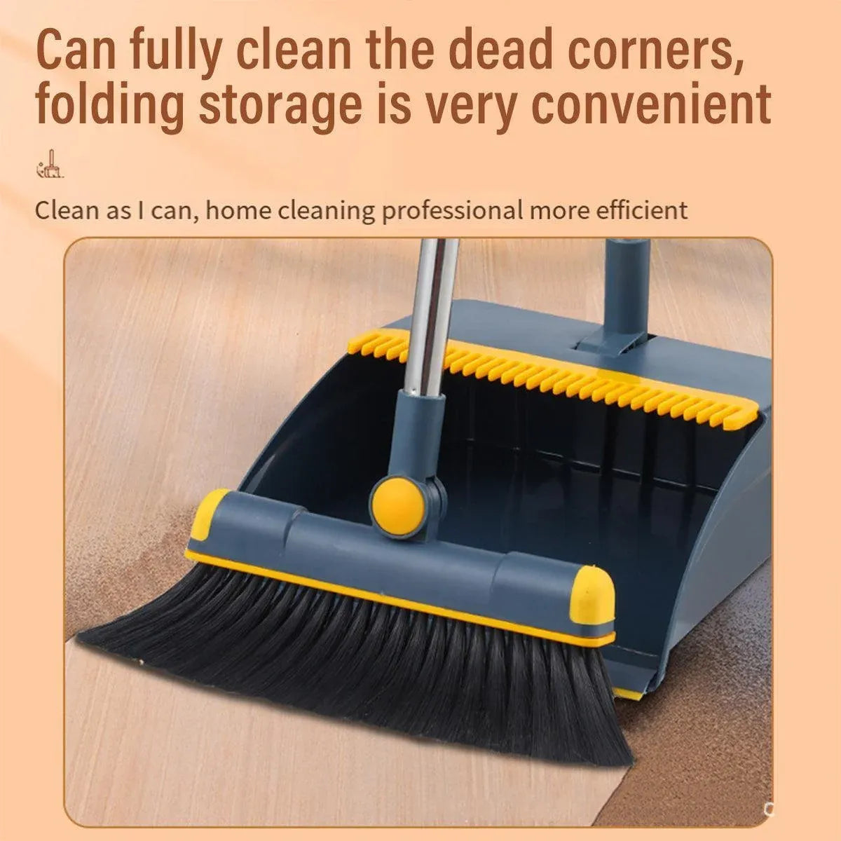 Folding Broom Dustpan Set Rotating Household Sweeping Hair Removal Cleaning Tool - White — product photo 8
