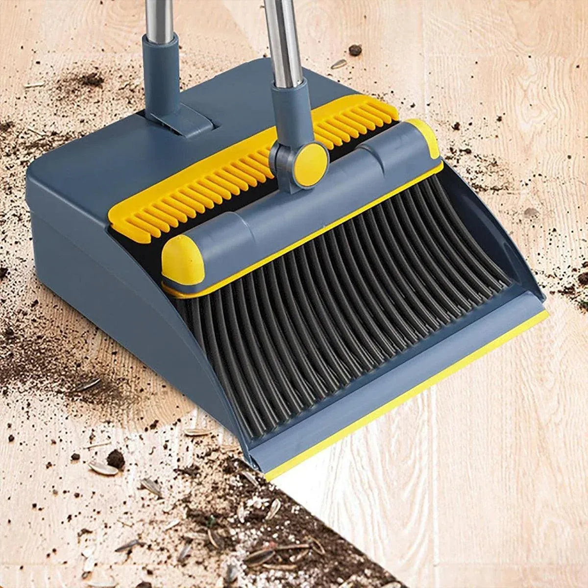 Folding Broom Dustpan Set Rotating Household Sweeping Hair Removal Cleaning Tool - White — product photo 13