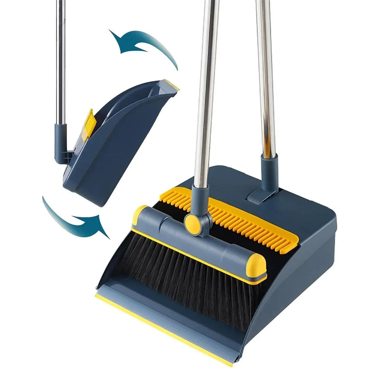 Folding Broom Dustpan Set Rotating Household Sweeping Hair Removal Cleaning Tool - White — product photo 14