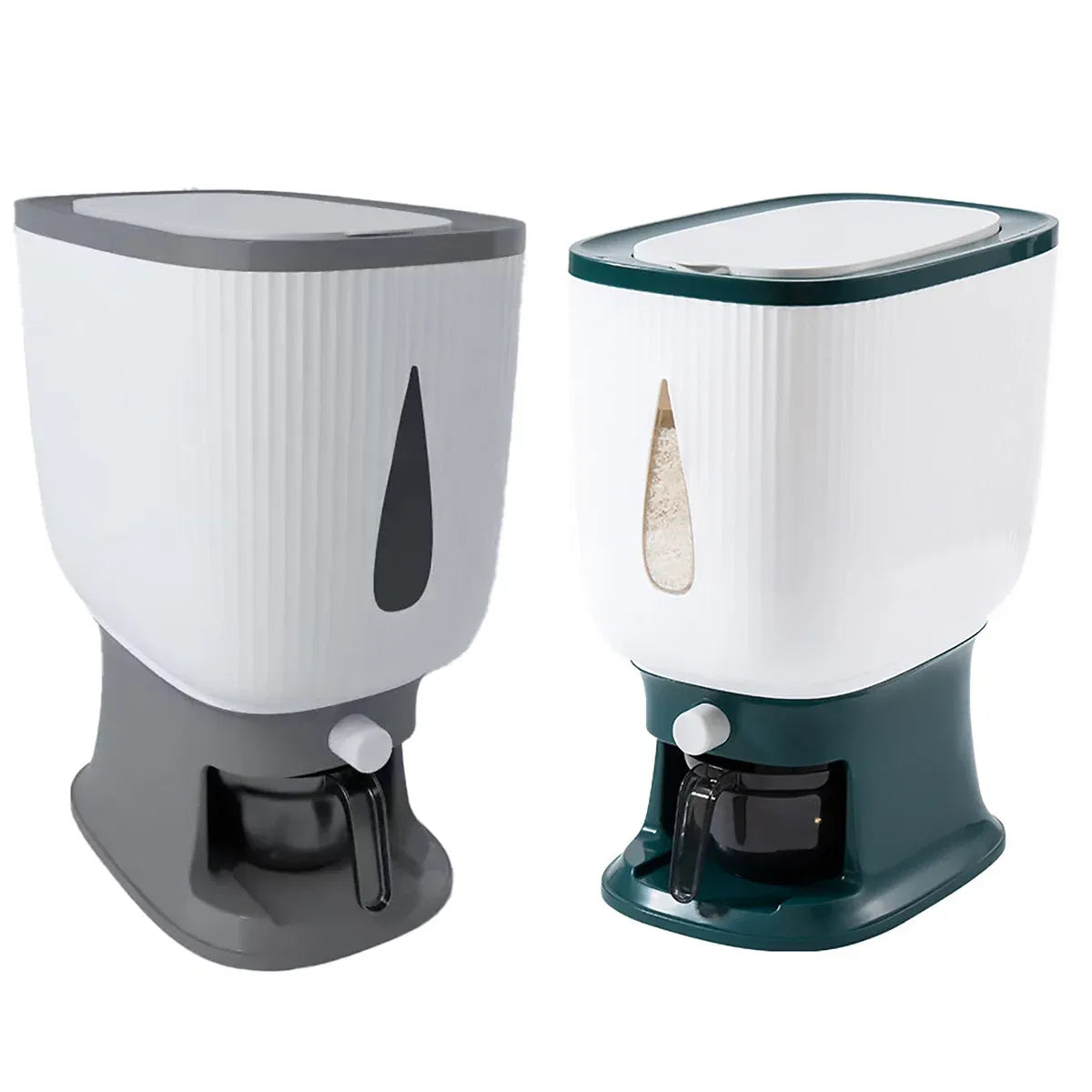 10kg Rice Storage Bucket Household Metering Rice Container Large Capacity - Green — product photo 3