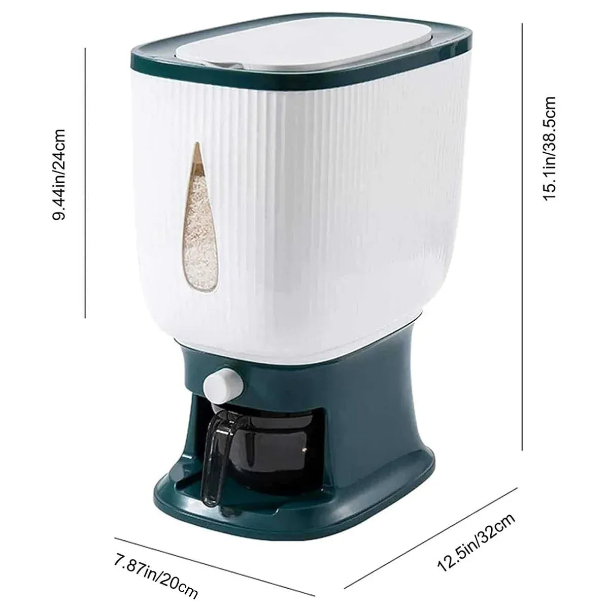 10kg Rice Storage Bucket Household Metering Rice Container Large Capacity - Grey — product photo 4