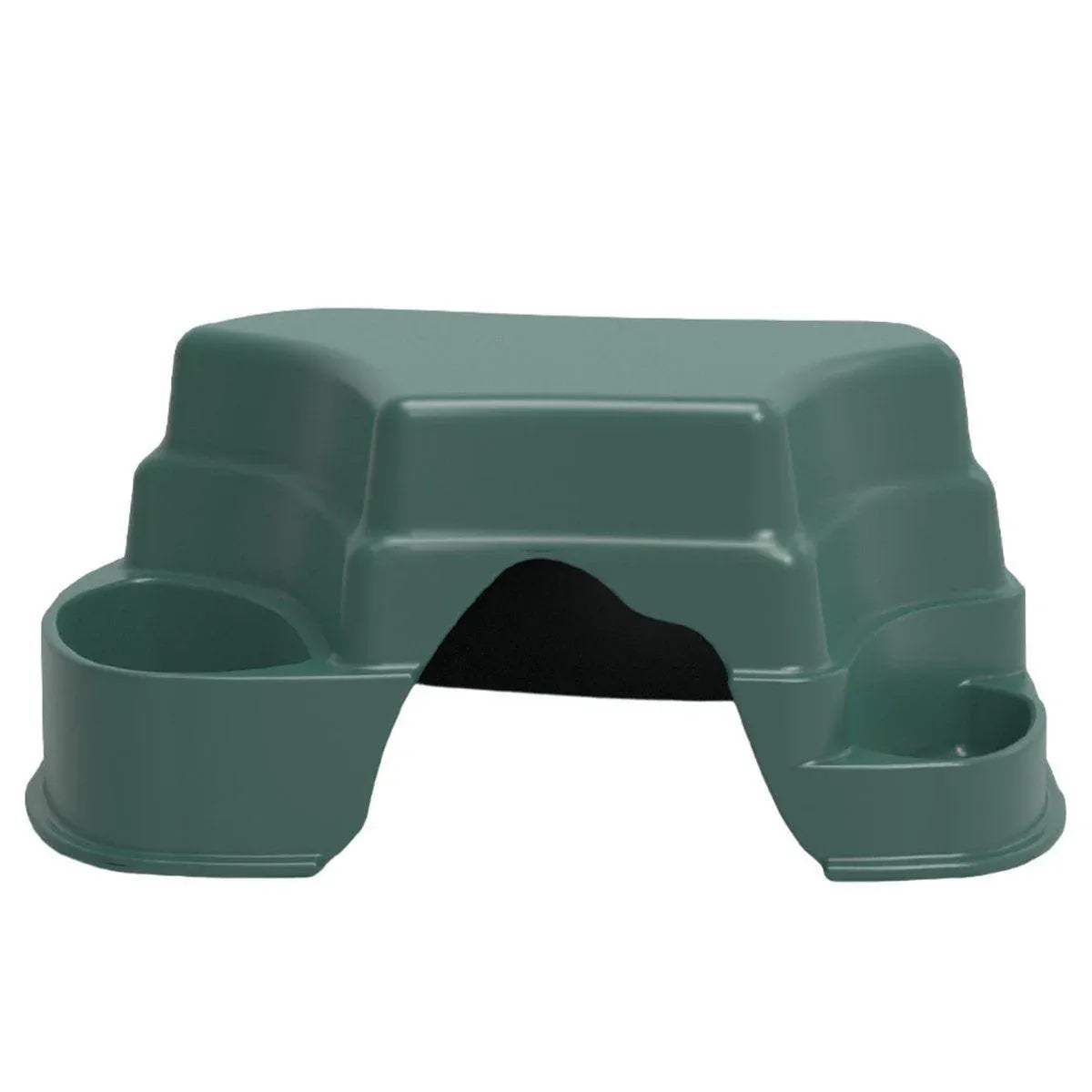 Plastic Reptile Hide Cave with Feeding Basin - Green, 16.6 cm