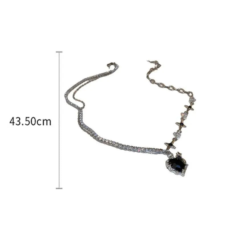 Fashion Creative Steel Heart Pendant Necklace Clavicle Chain Women Jewelry Gift - Pink