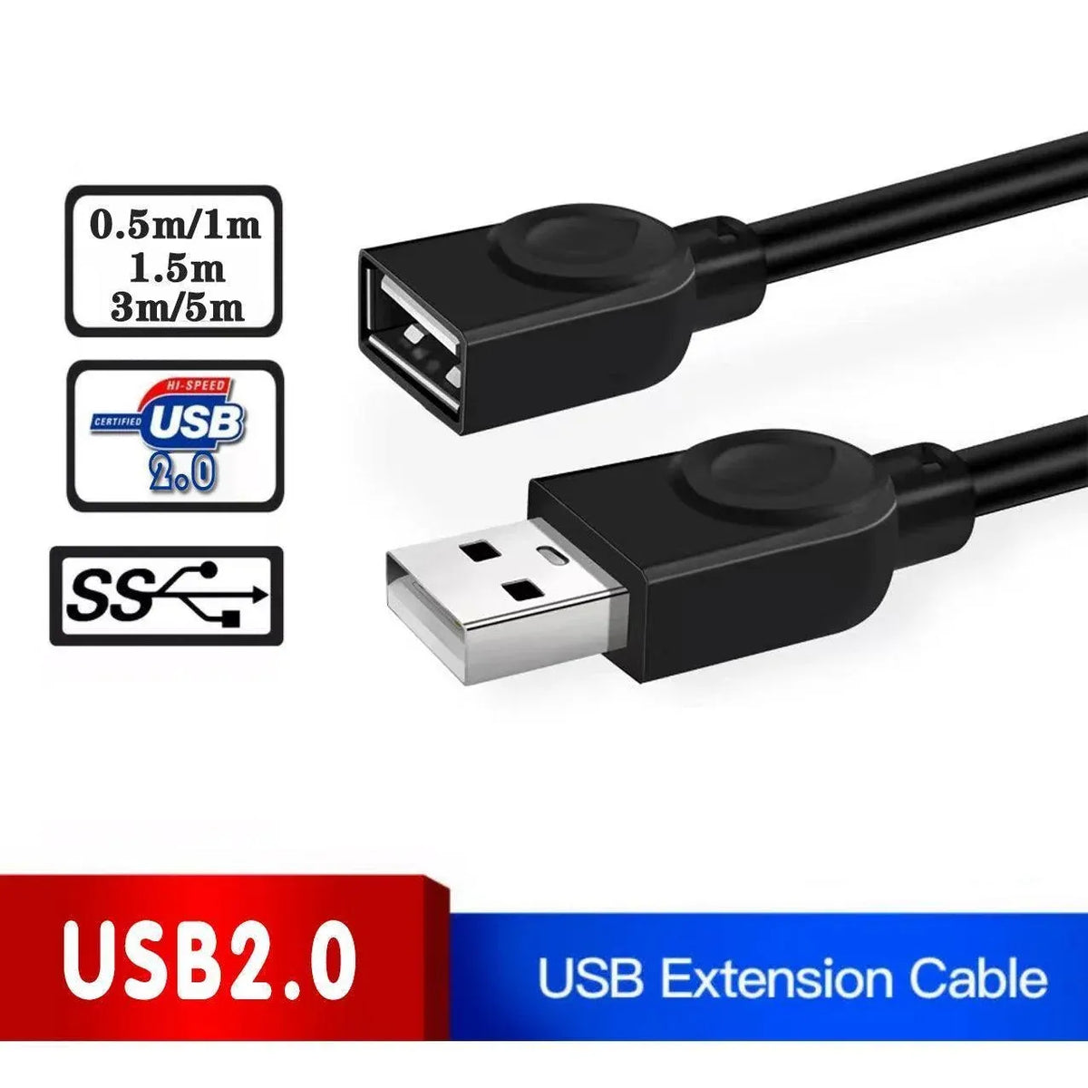 Usb Extension Data Cable 2.0 A Male To A Female Long Cord For Macbook & Computer - 5 m — product photo 2