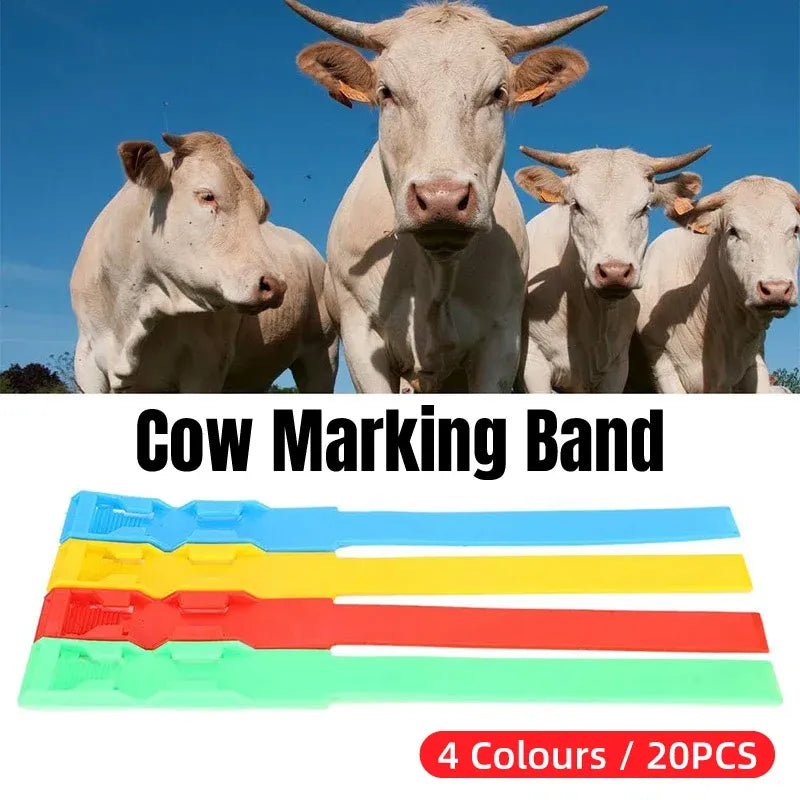 Adjustable Cattle Leg Identification Bands - Red, 20 Pieces