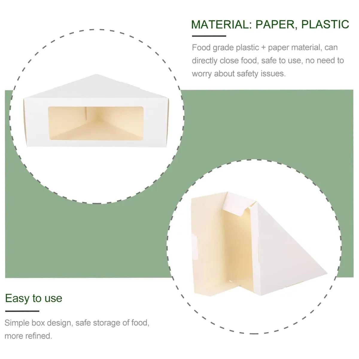 100PCS Sandwich Wedge Box Triangle Paper Container Cupcake Cake Box with Window - Cowhide — product photo 6
