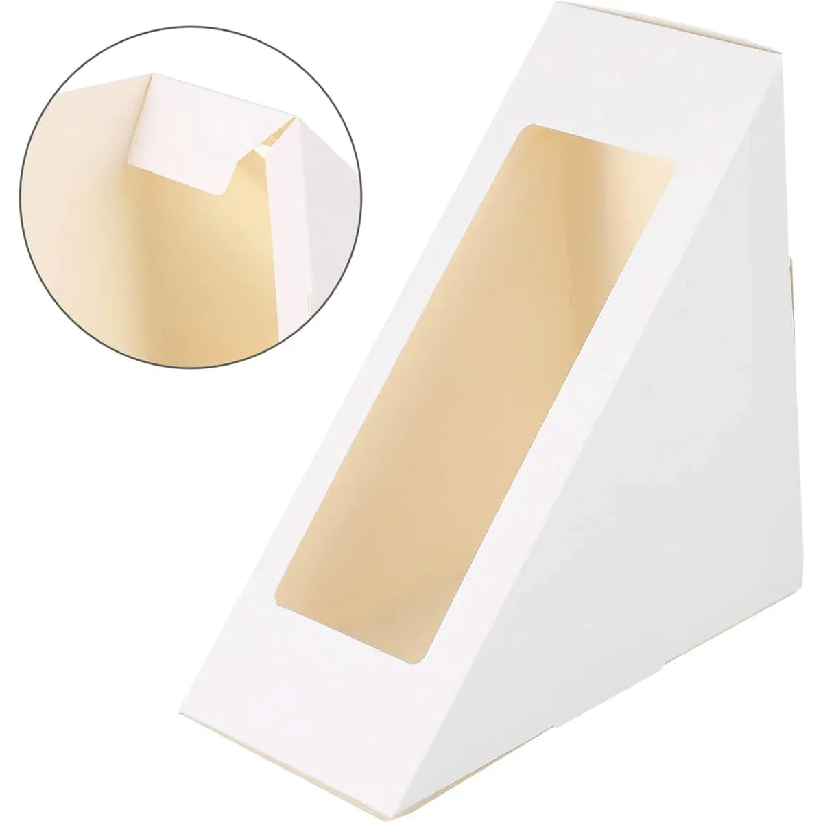 100PCS Sandwich Wedge Box Triangle Paper Container Cupcake Cake Box with Window - Cowhide — product photo 11