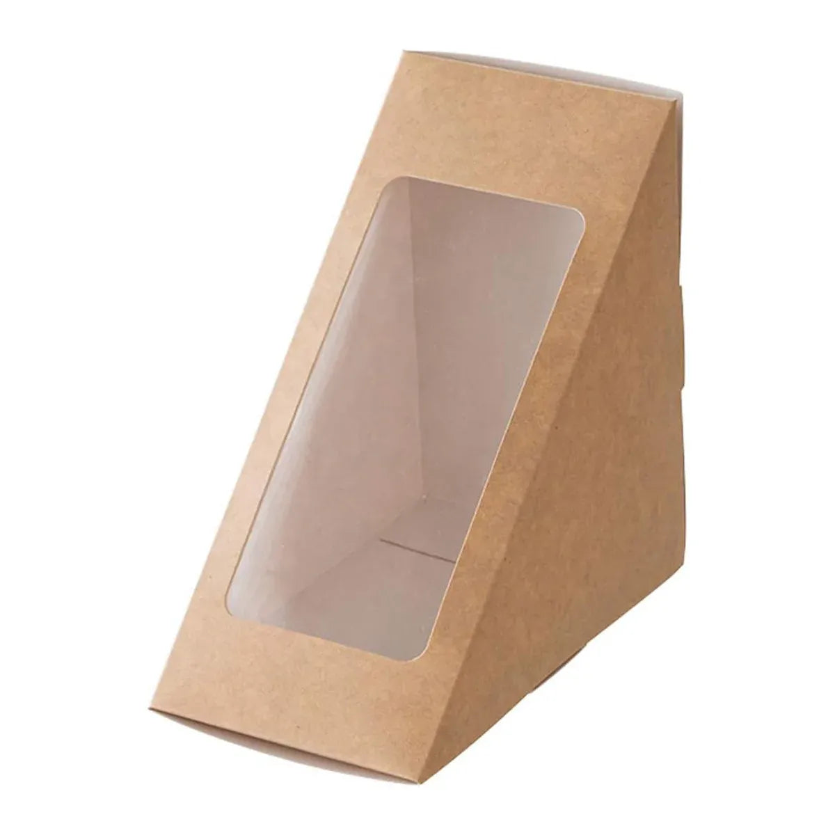 100PCS Sandwich Wedge Box Triangle Paper Container Cupcake Cake Box with Window - Cowhide — product photo 13