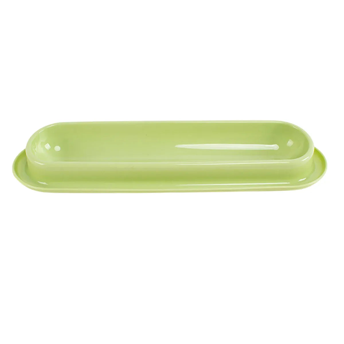 Extended Plastic Cat Feeding Bowl - Green, 40.5 cm