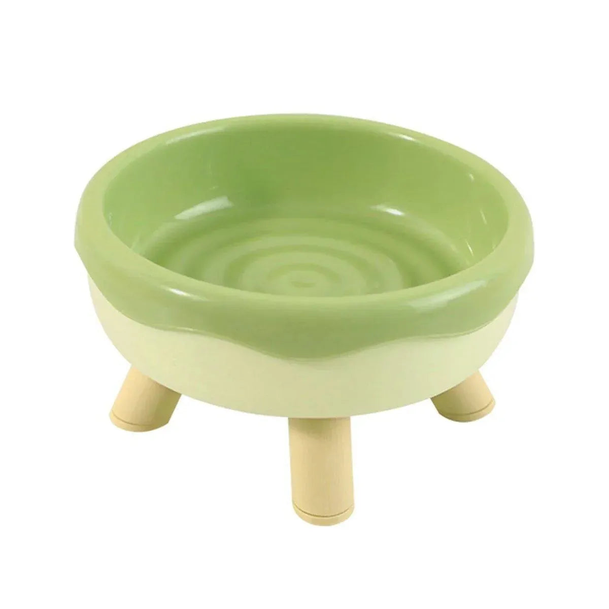 Raised Donut-Style Cat Food & Water Bowl - Green, 14.3 cm