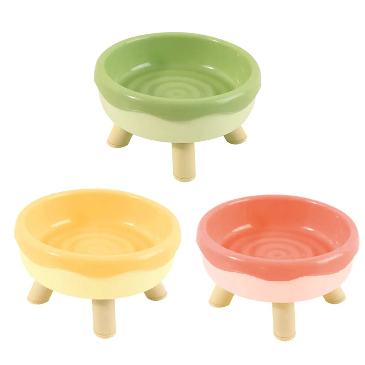 Raised Donut-Style Cat Food & Water Bowl - Pink, 14.3 cm