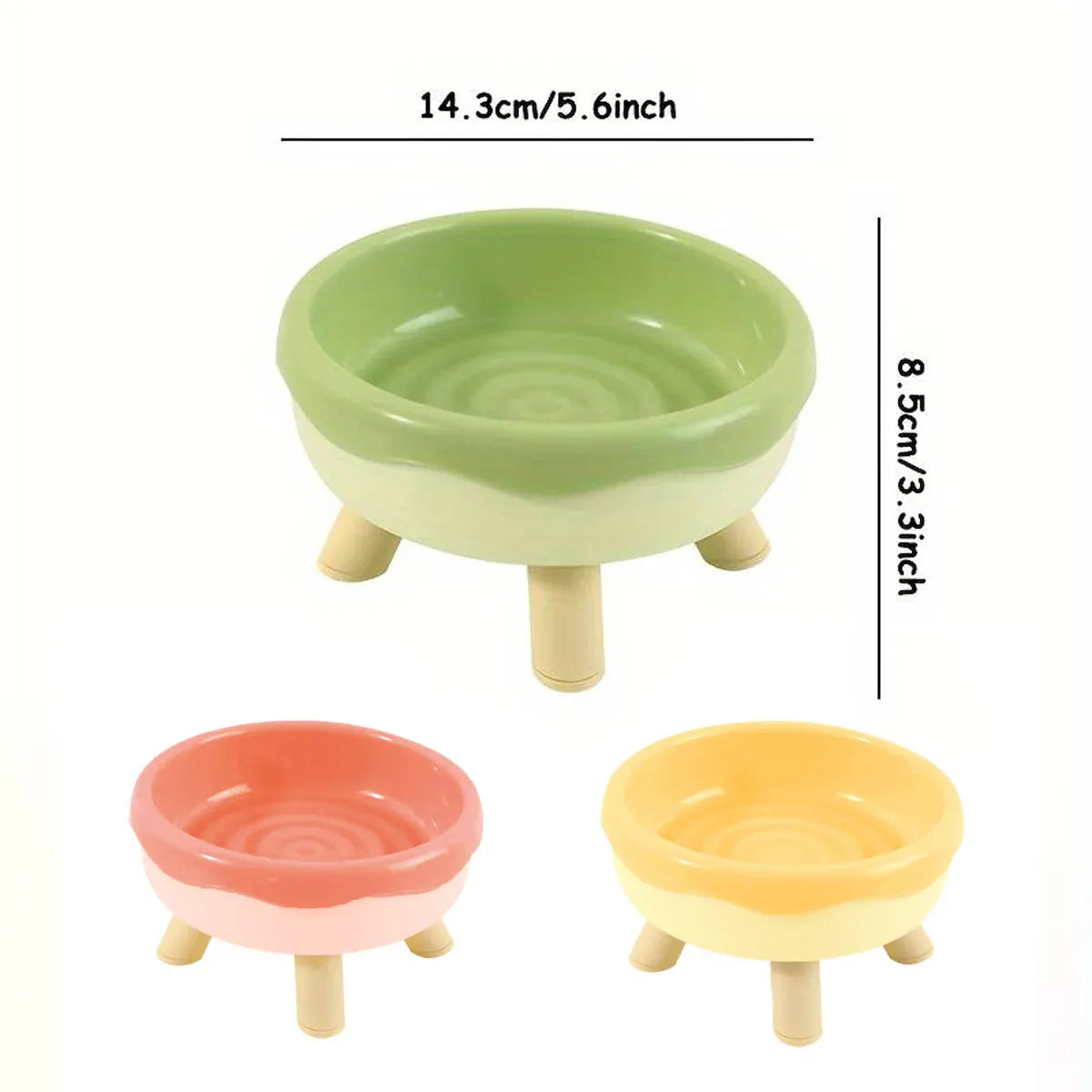 Raised Donut-Style Cat Food & Water Bowl - Pink, 14.3 cm
