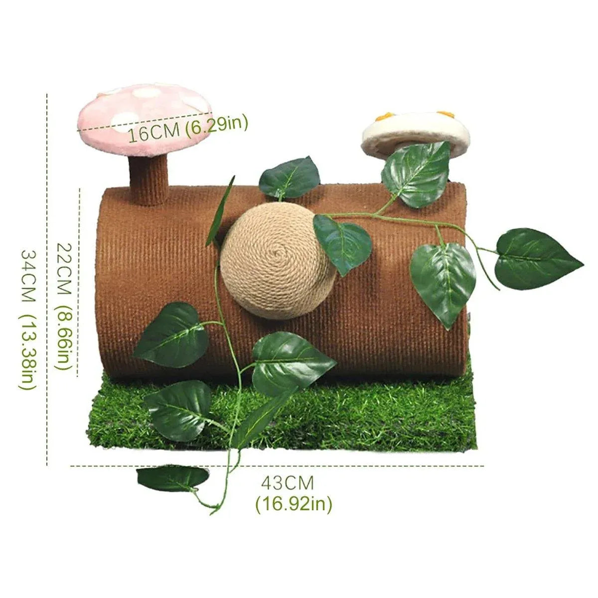 Cat Scratching Tunnel with Hanging Mouse Toy - 43 × 34 × 22 cm