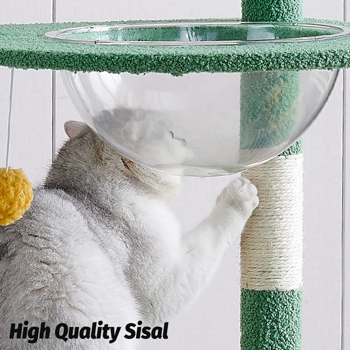 Cactus-Style Cat Climbing Tower with Clear Capsule Perch - 143 cm