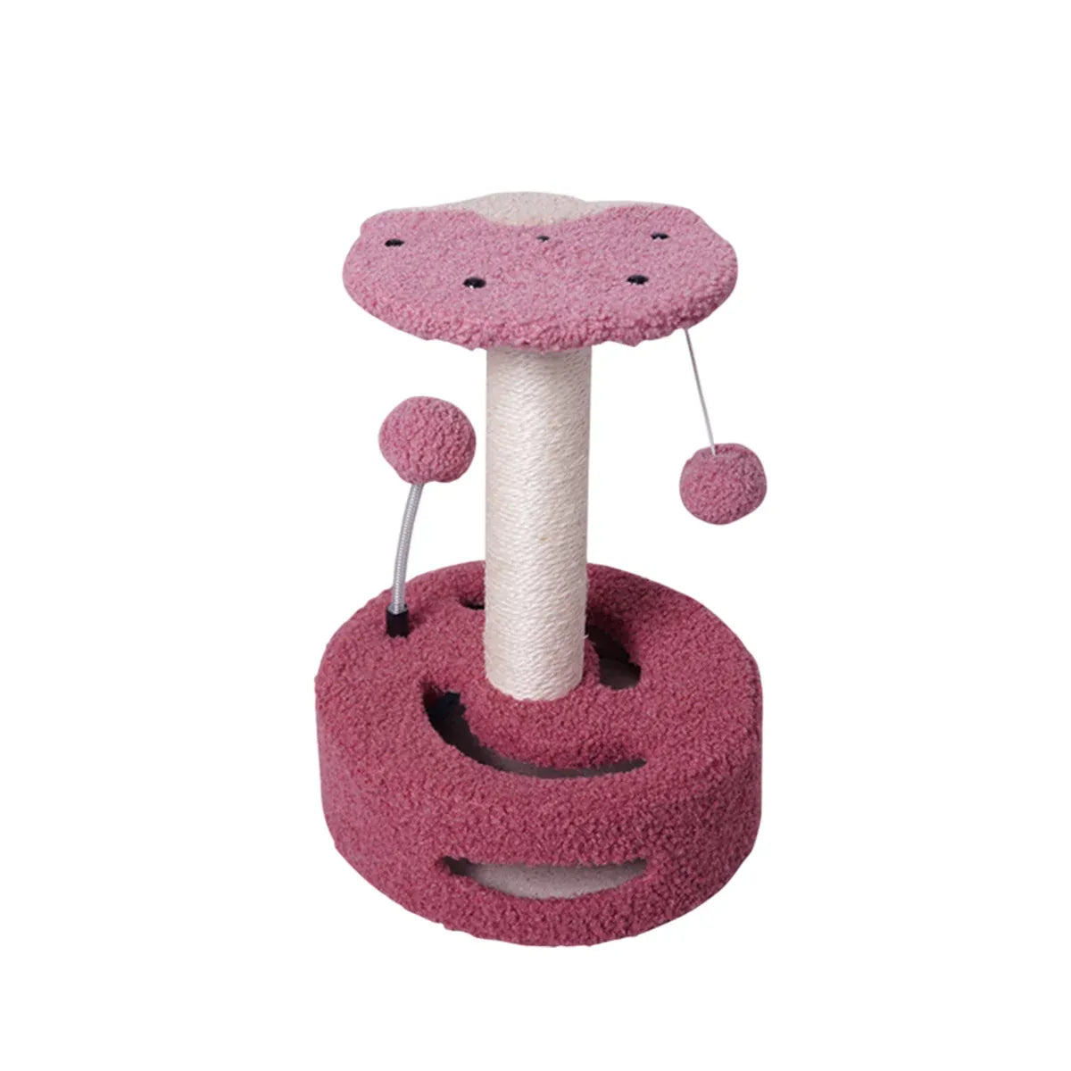 Strawberry-Style Mini Cat Scratching Post & Play Tower - Pink, 35 cm