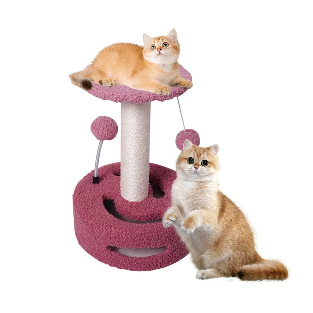Strawberry-Style Mini Cat Scratching Post & Play Tower - Pink, 35 cm