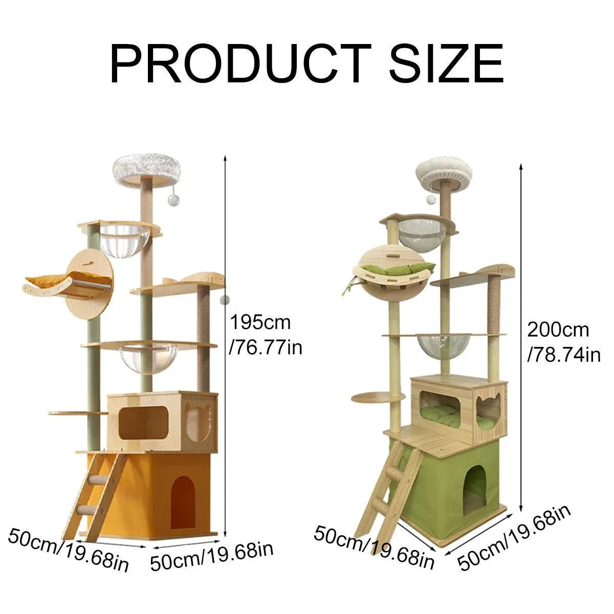 Multi-Level Wooden Cat Climbing Tower with Scratching Posts - Yellow