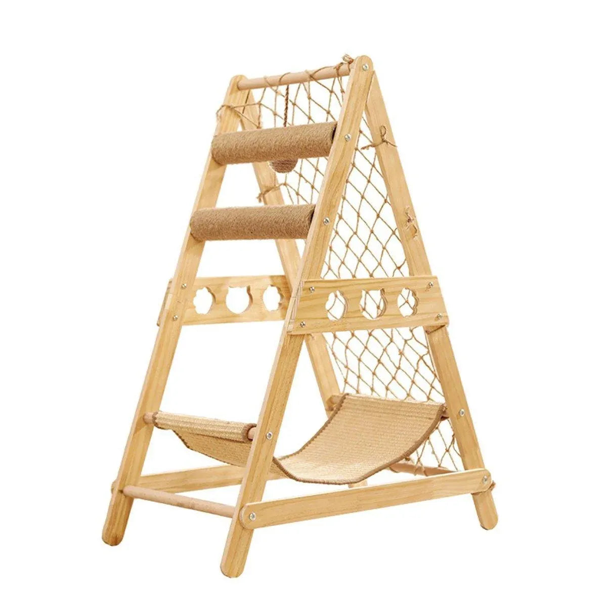 Wooden Cat Climbing Frame with Net & Hammock - product photo 2 of 15