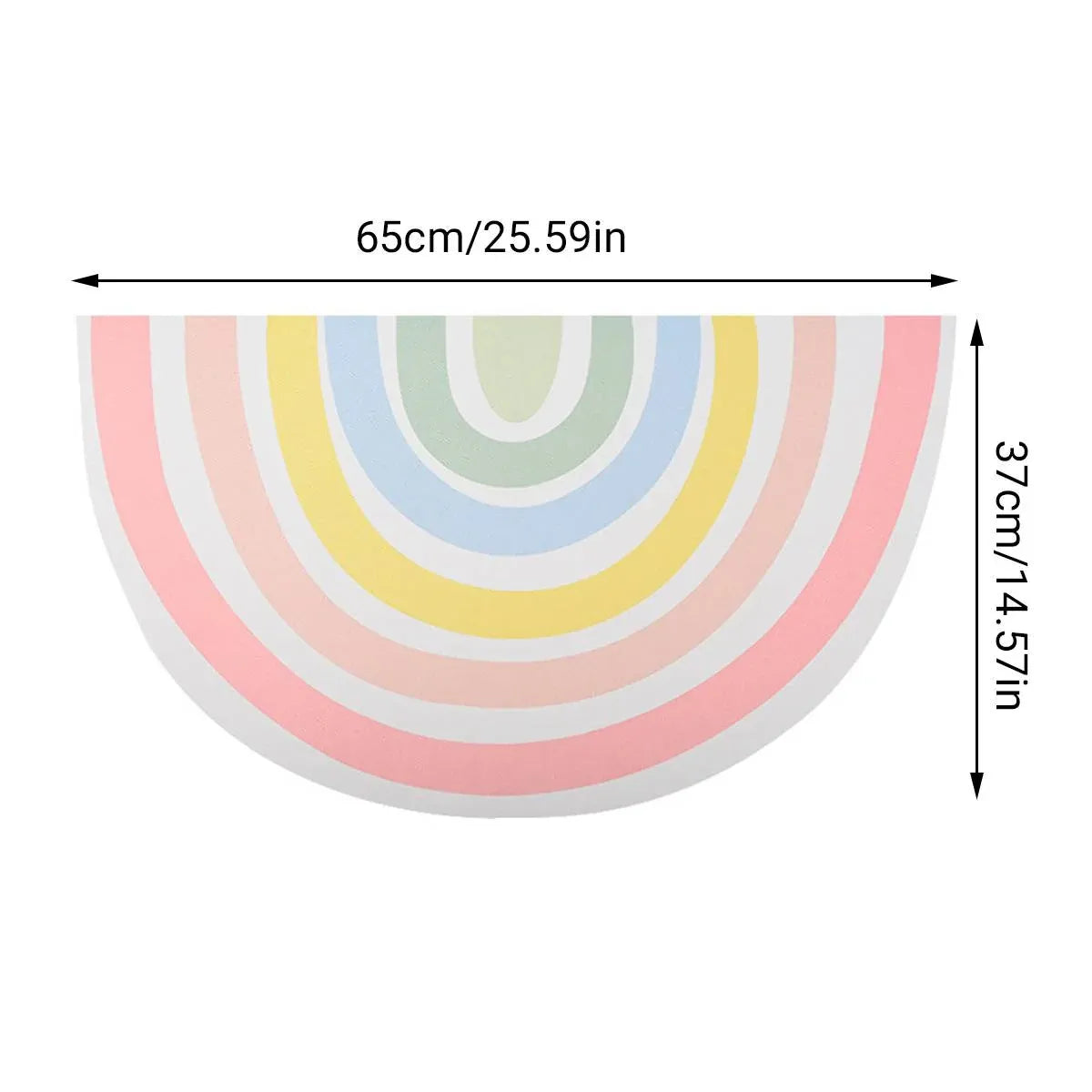 Rainbow Semi-Circular Pet Feeding Mat - PU-Style, 65 × 37 cm