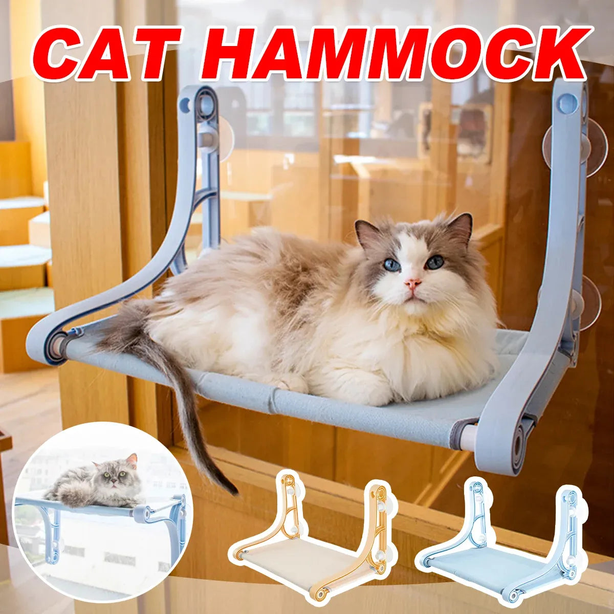 Suction-Cup Cat Window Hammock & Perch - Yellow, 55 cm