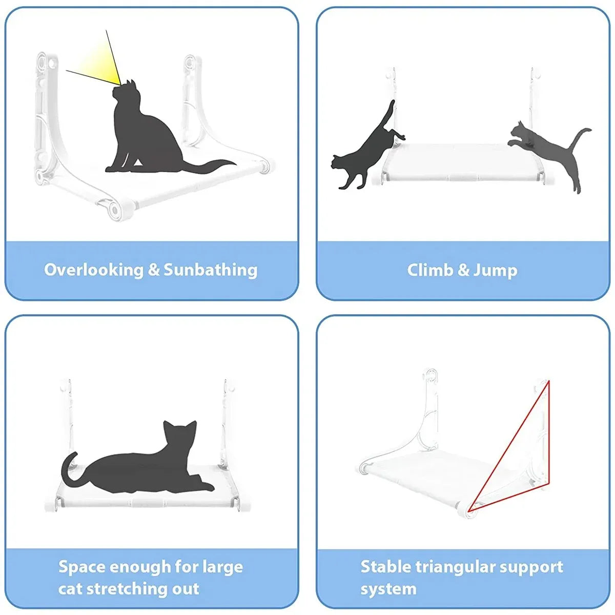 Suction-Cup Cat Window Hammock & Perch - Yellow, 55 cm