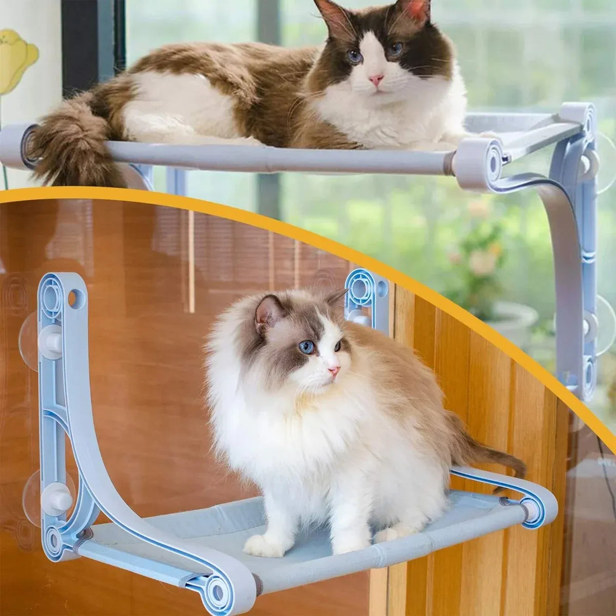 Suction-Cup Cat Window Hammock & Perch - Yellow, 55 cm