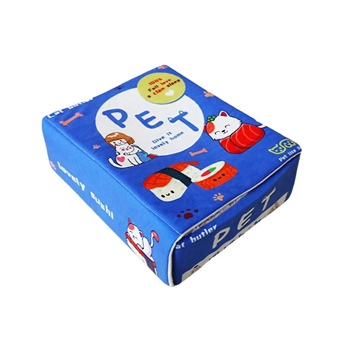 Blue Rectangular Cat & Small Dog Cave Bed, Medium, 47 × 37 × 17 cm