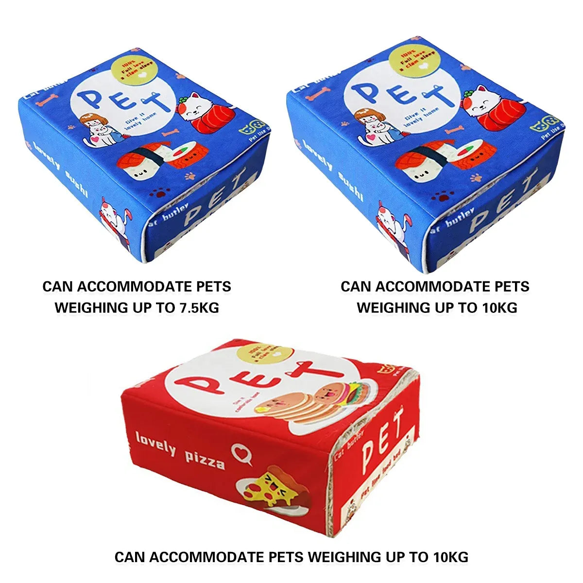 Blue Rectangular Cat & Small Dog Cave Bed, Medium, 47 × 37 × 17 cm