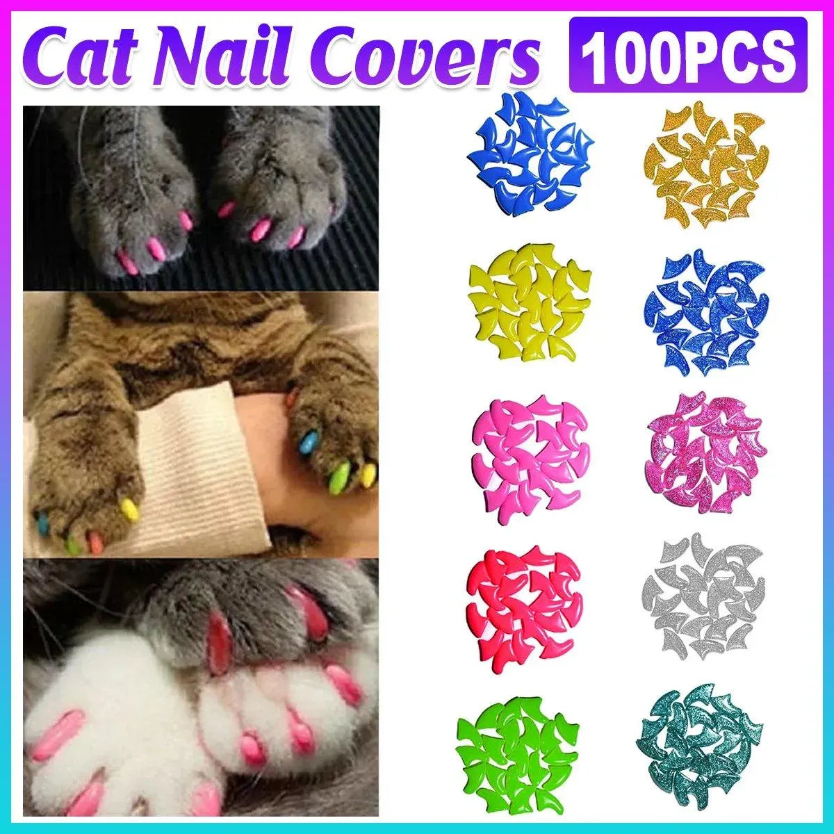 Soft Cat Claw Caps, Shiny Finish, XS, 100-Pack