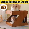 Wooden Double-Layer Cat House with Scratching Board - product photo 1 of 12